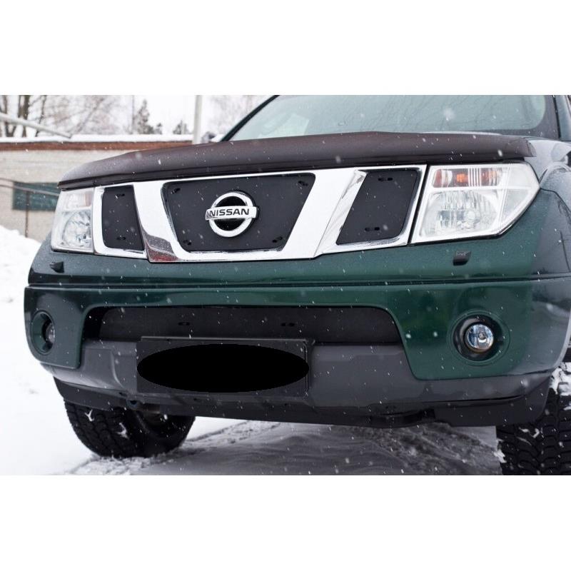 Зимняя заглушка решетки радиатора и переднего бампера Nissan Navara 2005-2010